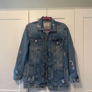 Distressed Oversized Pull&Bear Denim Jacket - Small
